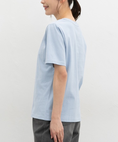 Honeys(ハニーズ)の「【UVカット】こだわり綿半袖ロゴT(Tシャツ/カットソー・レディース・パープル/サックスブルー/ブラック/オフホワイト/グレー・L/LL/M/S)」の11枚目の写真