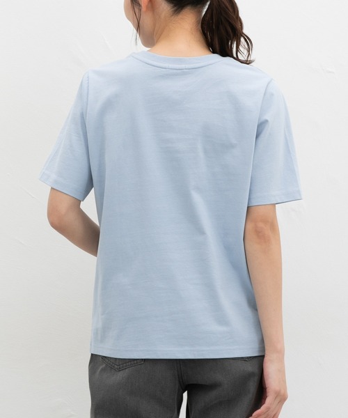 Honeys(ハニーズ)の「【UVカット】こだわり綿半袖ロゴT(Tシャツ/カットソー・レディース・パープル/サックスブルー/ブラック/オフホワイト/グレー・L/LL/M/S)」の12枚目の写真