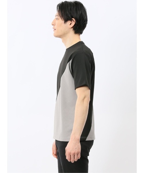 m.f.editorial(エムエフエディトリアル)の「【ストレッチ 半袖 インナー】m.f.エディトリアル メンズ ミニワッフル 切替 クルーネック Tシャツ(Tシャツ/カットソー・メンズ・グレー/ネイビー・MEDIUM/LARGE/X-LARGE)」の4枚目の写真