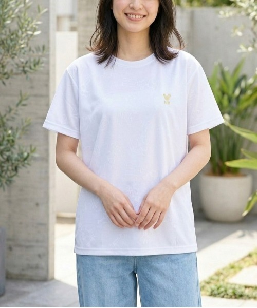 Disney(ディズニー)の「【DISNEY/ディズニー】胸ワンポイントキャラクター総柄DRYメッシュ半袖Tシャツ(吸水速乾)(Tシャツ/カットソー・レディース・ピンク/ホワイト/杢グレー/スカイブルー・LARGE/MEDIUM)」の2枚目の写真