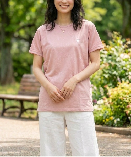 Disney(ディズニー)の「【DISNEY/ディズニー】胸ワンポイントキャラクター総柄DRYメッシュ半袖Tシャツ(吸水速乾)(Tシャツ/カットソー・レディース・ピンク/ホワイト/杢グレー/スカイブルー・LARGE/MEDIUM)」の4枚目の写真