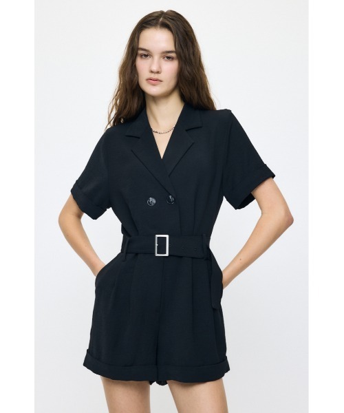 MOUSSY(マウジー)の「BELTED SHORT SLEEVE ジャンプスーツ(つなぎ/オールインワン・レディース・ブラウン/ベージュ/ブラック・1/2)」の20枚目の写真