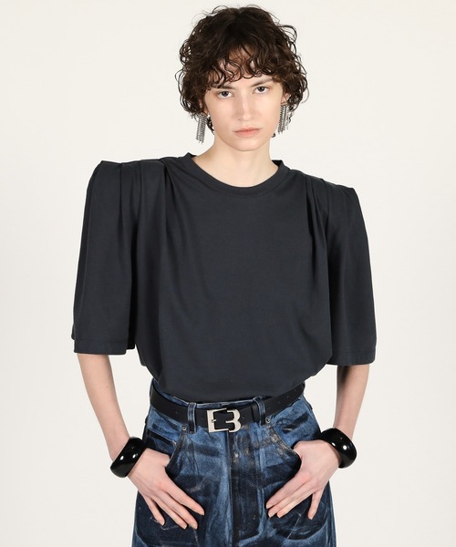 PRANK PROJECT(プランクプロジェクト)の「【2026Summer Pre-Order】パワショルオーバーTEE / Power Shoulder Over T-Shirt(Tシャツ/カットソー・レディース・チャコールグレー/グレー/ブルー・FREE)」の2枚目の写真