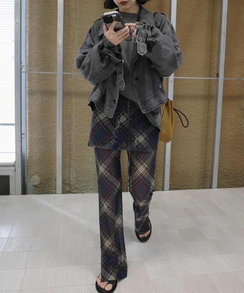 Ameri（アメリ）の「WRAP BELT SET CHECK PANTS（その他パンツ・レディース・ブラウン/ネイビー・MEDIUM/SMALL）」の5枚目の写真