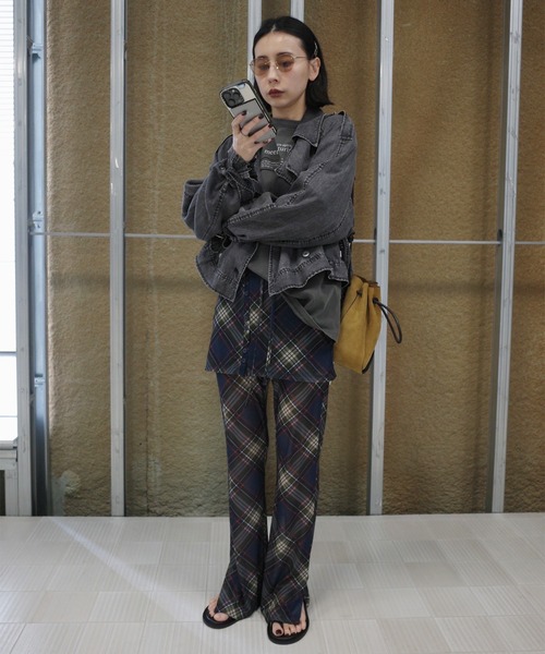 Ameri（アメリ）の「WRAP BELT SET CHECK PANTS（その他パンツ・レディース・ブラウン/ネイビー・MEDIUM/SMALL）」の7枚目の写真