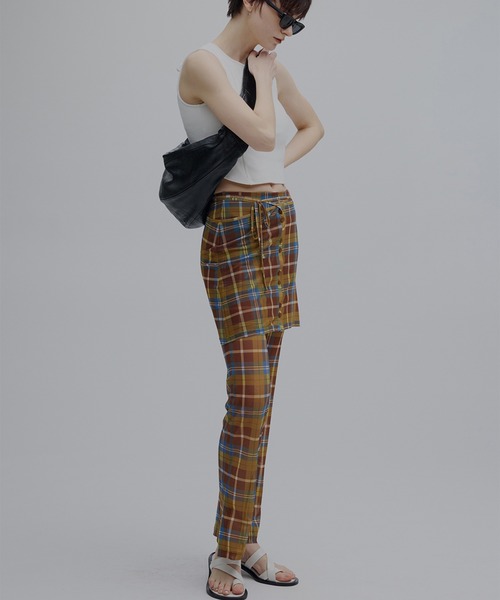 Ameri（アメリ）の「WRAP BELT SET CHECK PANTS（その他パンツ・レディース・ブラウン/ネイビー・MEDIUM/SMALL）」の12枚目の写真