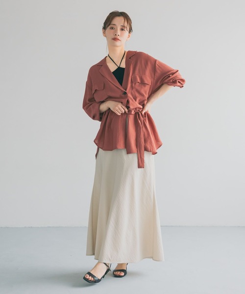 mysty woman(ミスティウーマン)の「開襟Wブレストシャツ 678707(シャツ/ブラウス・レディース・キナリ/テラコッタ・FREE)」の4枚目の写真