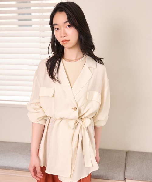 mysty woman(ミスティウーマン)の「開襟Wブレストシャツ 678707(シャツ/ブラウス・レディース・キナリ/テラコッタ・FREE)」の7枚目の写真
