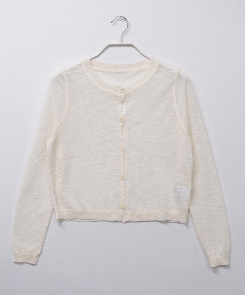 CLOTHY（クロシィ）の「【“ちょい透け”が可愛い】ショート丈クルーネックカーデ（カーディガン/ボレロ・レディース・イエロー/アイボリー/ブラック・FREE）」の6枚目の写真