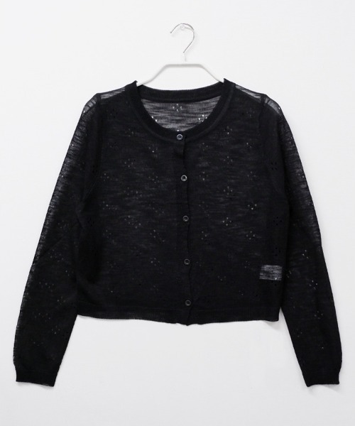 CLOTHY（クロシィ）の「【“ちょい透け”が可愛い】ショート丈クルーネックカーデ（カーディガン/ボレロ・レディース・イエロー/アイボリー/ブラック・FREE）」の7枚目の写真