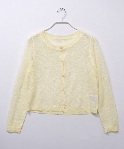 CLOTHY（クロシィ）の「【“ちょい透け”が可愛い】ショート丈クルーネックカーデ（カーディガン/ボレロ・レディース・イエロー/アイボリー/ブラック・FREE）」の8枚目の写真