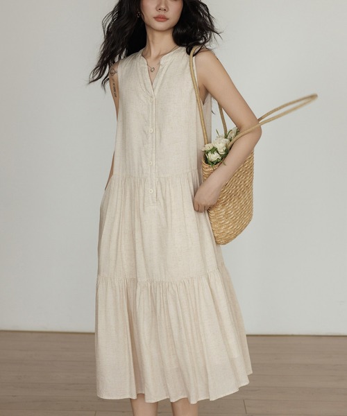 LUCPY(ラクピー)の「ノースリーブティアードワンピース(ワンピース・レディース・ホワイト・XX-LARGE/X-LARGE/LARGE/MEDIUM)」の2枚目の写真