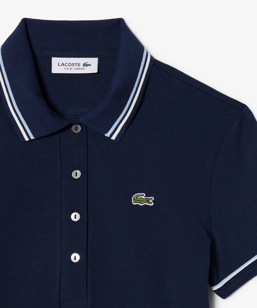 LACOSTE(ラコステ)の「カラー&カフスラインスリムフィットポロシャツ(ポロシャツ・レディース・ネイビー/ホワイト・40/38/34/36)」の4枚目の写真