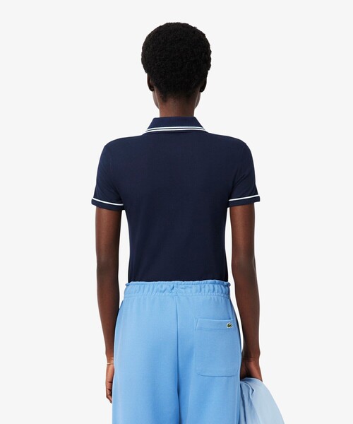 LACOSTE(ラコステ)の「カラー&カフスラインスリムフィットポロシャツ(ポロシャツ・レディース・ネイビー/ホワイト・40/38/34/36)」の6枚目の写真