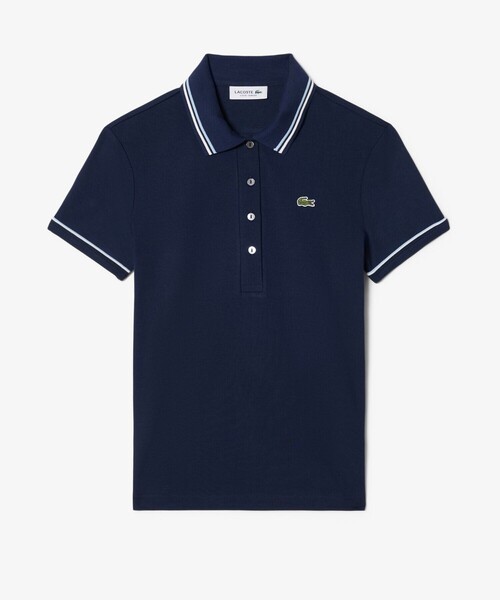 LACOSTE(ラコステ)の「カラー&カフスラインスリムフィットポロシャツ(ポロシャツ・レディース・ネイビー/ホワイト・40/38/34/36)」の8枚目の写真