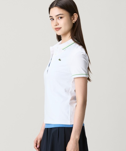 LACOSTE(ラコステ)の「カラー&カフスラインスリムフィットポロシャツ(ポロシャツ・レディース・ネイビー/ホワイト・40/38/34/36)」の21枚目の写真