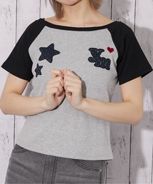 《ワッペンデザイン》短丈配色ラグランTシャツ/Y2K/春夏/全3色