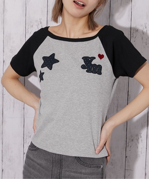 GORGE（ゴージ）の「《ワッペンデザイン》短丈配色ラグランTシャツ／Y2K／春夏／全3色（Tシャツ/カットソー・レディース・グレー/ネイビー/ホワイト・F）」の11枚目の写真