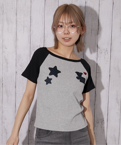 GORGE（ゴージ）の「《ワッペンデザイン》短丈配色ラグランTシャツ／Y2K／春夏／全3色（Tシャツ/カットソー・レディース・グレー/ネイビー/ホワイト・F）」の12枚目の写真