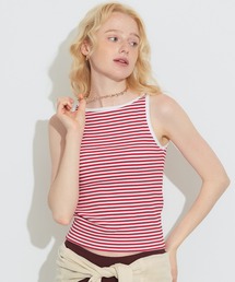 OUT BRA ボーダーボートネックタンクトップ