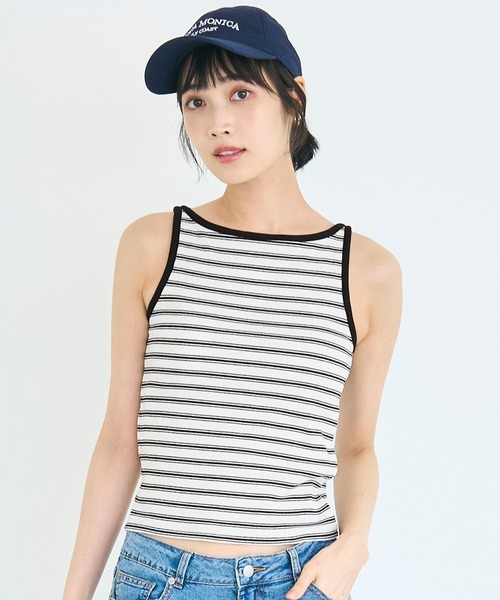 セール】OUT BRA ボーダーボートネックタンクトップ（タンクトップ