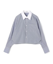 コットン ストライプクレリックシャツ