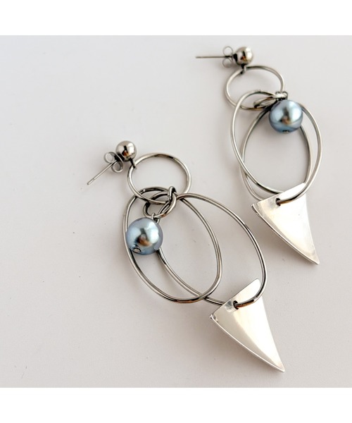 tone(トーン)の「【mamo】PLANET パール&フープピアス(MA)(ピアス(両耳用)・レディース・シルバー・FREE)」の2枚目の写真