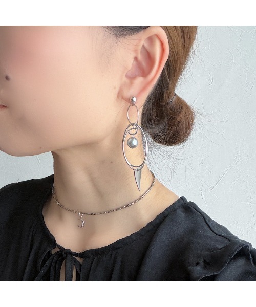 tone(トーン)の「【mamo】PLANET パール&フープピアス(MA)(ピアス(両耳用)・レディース・シルバー・FREE)」の8枚目の写真