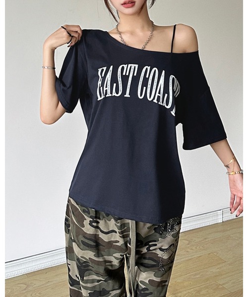 CHEER(チアー)の「アメリカンレトロ風オフショルダー半袖Tシャツ(Tシャツ/カットソー・レディース・ネイビー・フリー)」の11枚目の写真