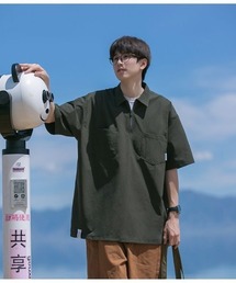 アウトドア × ストリート融合!ハーフジップ半袖シャツ
