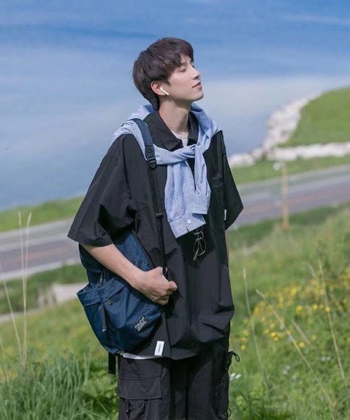 Ritzy(リッツィー)の「アウトドア × ストリート融合!ハーフジップ半袖シャツ(シャツ/ブラウス・メンズ・ブラック/ブラウン/グリーン・XL/L)」の15枚目の写真