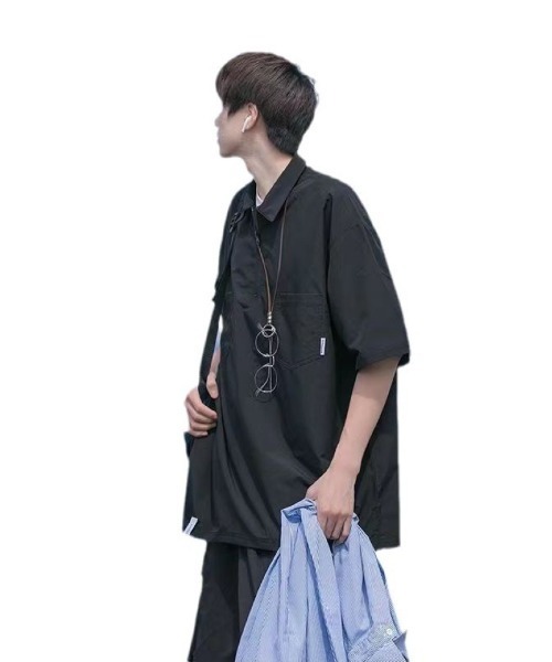 Ritzy(リッツィー)の「アウトドア × ストリート融合!ハーフジップ半袖シャツ(シャツ/ブラウス・メンズ・ブラック/ブラウン/グリーン・XL/L)」の18枚目の写真