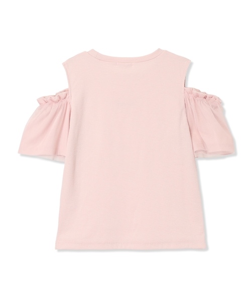 Amourire girl(アムリールガール)の「袖チュール オフショルダー 半袖 Tシャツ カットソー(Tシャツ/カットソー・キッズ・グレー/ピンク・130cm/140cm/150cm/160cm)」の21枚目の写真