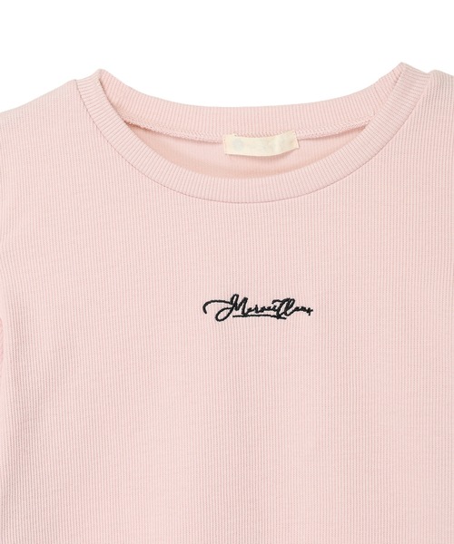 Amourire girl(アムリールガール)の「袖チュール オフショルダー 半袖 Tシャツ カットソー(Tシャツ/カットソー・キッズ・グレー/ピンク・130cm/140cm/150cm/160cm)」の22枚目の写真