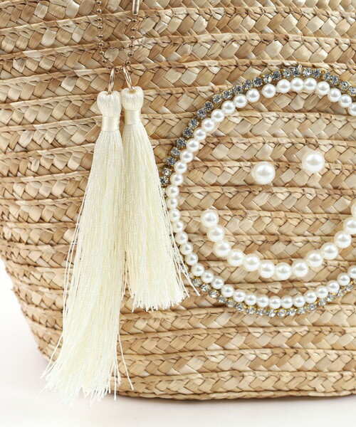 COOCO(クーコ)の「SMILEY パール刺繍ビーズハンドルカゴバッグ(かごバッグ・レディース・ブラック/グレー/ナチュラル・FREE)」の19枚目の写真