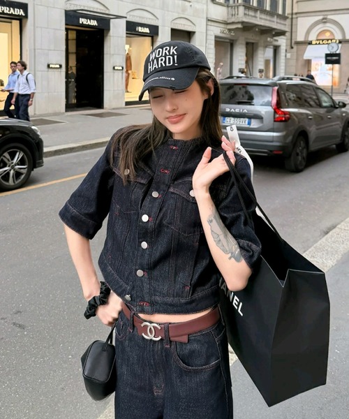FAVORITO(ファヴォリート)の「デニムトップスワイドパンツセットアップ(セットアップ・レディース・ブラック・XL/L/M/S)」の9枚目の写真