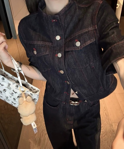 FAVORITO(ファヴォリート)の「デニムトップスワイドパンツセットアップ(セットアップ・レディース・ブラック・XL/L/M/S)」の8枚目の写真
