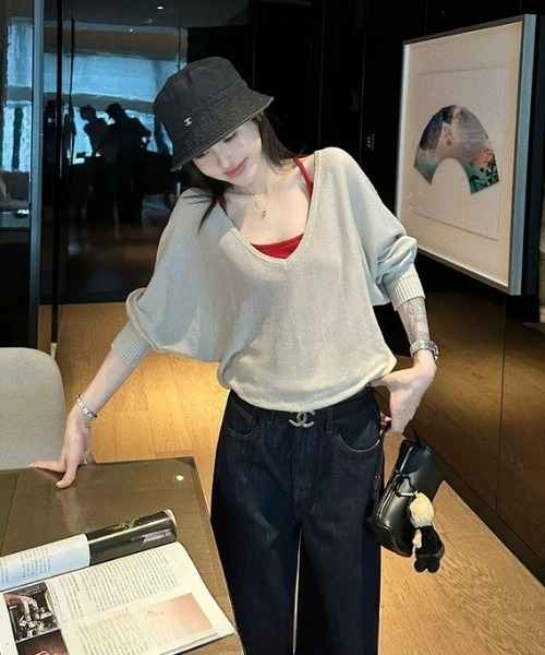 FAVORITO(ファヴォリート)の「デニムトップスワイドパンツセットアップ(セットアップ・レディース・ブラック・XL/L/M/S)」の4枚目の写真