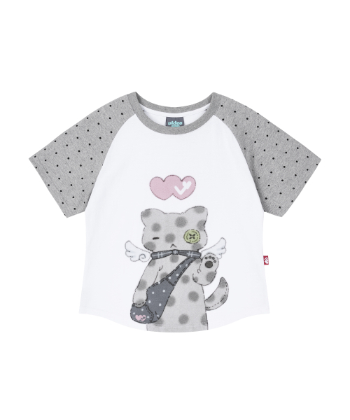 Video Jockey（ビデオジョッキー）の「[  Xビデオザキ] ドットネコクロップTシャツ [メランジグレー]（Tシャツ/カットソー・レディース・ミックスグレー・SHORT）」の6枚目の写真