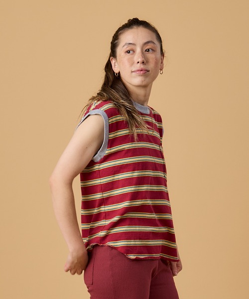 WALLA WALLA SPORT(ワラワラスポーツ)の「WALLA WALLA SPORT【ワラワラスポーツ】STRIPE SLEEVELESS TOP(Tシャツ/カットソー・レディース・ブラウン系その他/バーガンディー/ブラック系その他/ネイビー系/グリーン系その他・MEDIUM)」の5枚目の写真