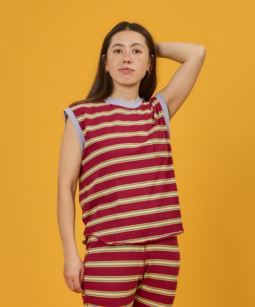 WALLA WALLA SPORT(ワラワラスポーツ)の「WALLA WALLA SPORT【ワラワラスポーツ】STRIPE SLEEVELESS TOP(Tシャツ/カットソー・レディース・ブラウン系その他/バーガンディー/ブラック系その他/ネイビー系/グリーン系その他・MEDIUM)」の7枚目の写真