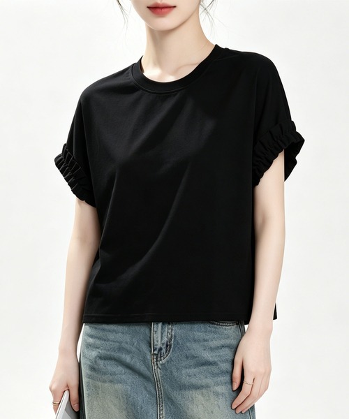 aimoha(アイモハ)の「レースフリルスリーブTシャツ(Tシャツ/カットソー・レディース・ホワイト/ブラック・FREE)」の14枚目の写真