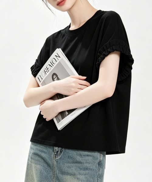 aimoha(アイモハ)の「レースフリルスリーブTシャツ(Tシャツ/カットソー・レディース・ホワイト/ブラック・FREE)」の13枚目の写真