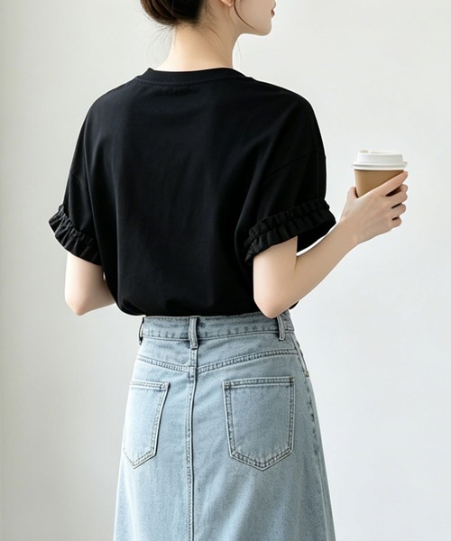 aimoha(アイモハ)の「レースフリルスリーブTシャツ(Tシャツ/カットソー・レディース・ホワイト/ブラック・FREE)」の19枚目の写真