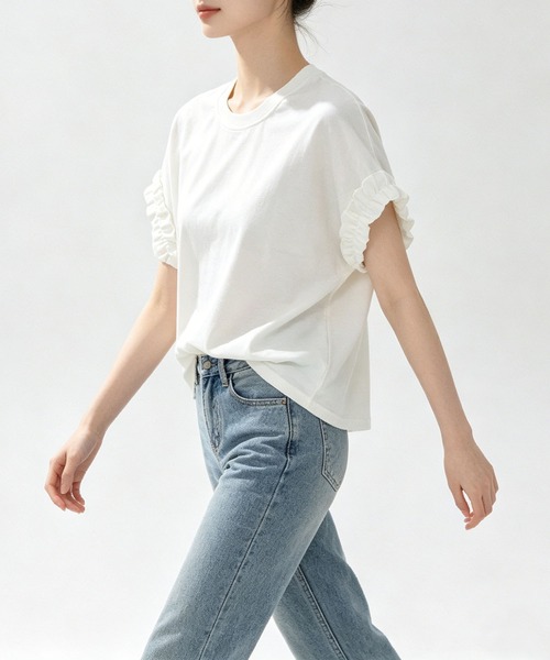 aimoha(アイモハ)の「レースフリルスリーブTシャツ(Tシャツ/カットソー・レディース・ホワイト/ブラック・FREE)」の12枚目の写真