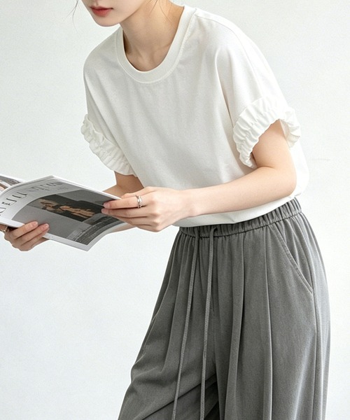 aimoha(アイモハ)の「レースフリルスリーブTシャツ(Tシャツ/カットソー・レディース・ホワイト/ブラック・FREE)」の7枚目の写真