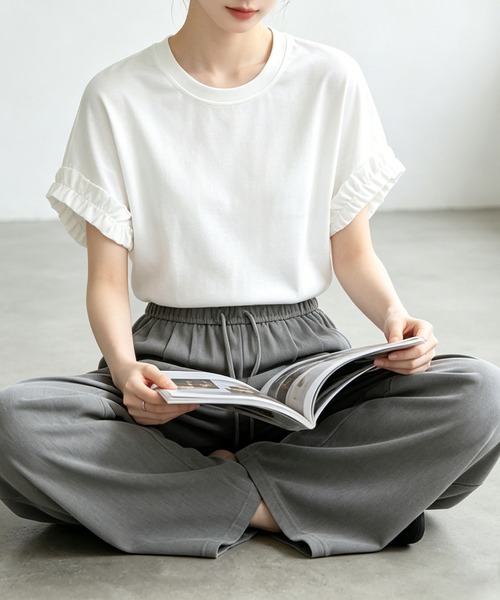 aimoha(アイモハ)の「レースフリルスリーブTシャツ(Tシャツ/カットソー・レディース・ホワイト/ブラック・FREE)」の9枚目の写真
