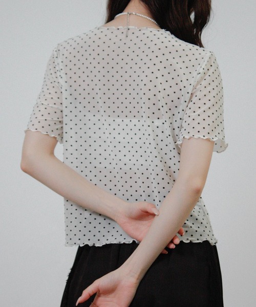 Social GIRL(ソーシャルガール)の「ドットチュールシアーTシャツ 半袖Tシャツ(Tシャツ/カットソー・レディース・ブラック/オフホワイト・M)」の17枚目の写真