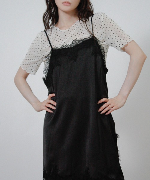 Social GIRL(ソーシャルガール)の「ドットチュールシアーTシャツ 半袖Tシャツ(Tシャツ/カットソー・レディース・ブラック/オフホワイト・M)」の20枚目の写真