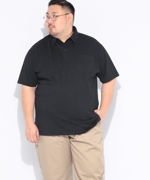 B&T CLUB（ビーティークラブ）の「色褪せない ポロシャツ 半袖 メンズ 大きいサイズ KURO NO MAMA 天竺 無地 シャツ B＆T CLUB (ビーアンドティークラブ)（ポロシャツ・メンズ・ブラック・X4(8L～9L)/X3(6L～7L)/X2(4L～5L)/X1(3L～4L)）」の2枚目の写真